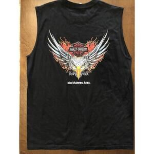 Harley Davidson Isla Mujeres Mexico Black Tank Top Shirt Sz L P8